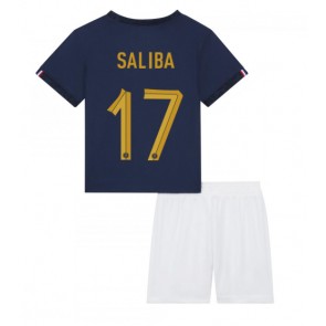 Frankrike William Saliba #17 kläder Barn VM 2022 Hemmatröja Kortärmad (+ korta byxor)